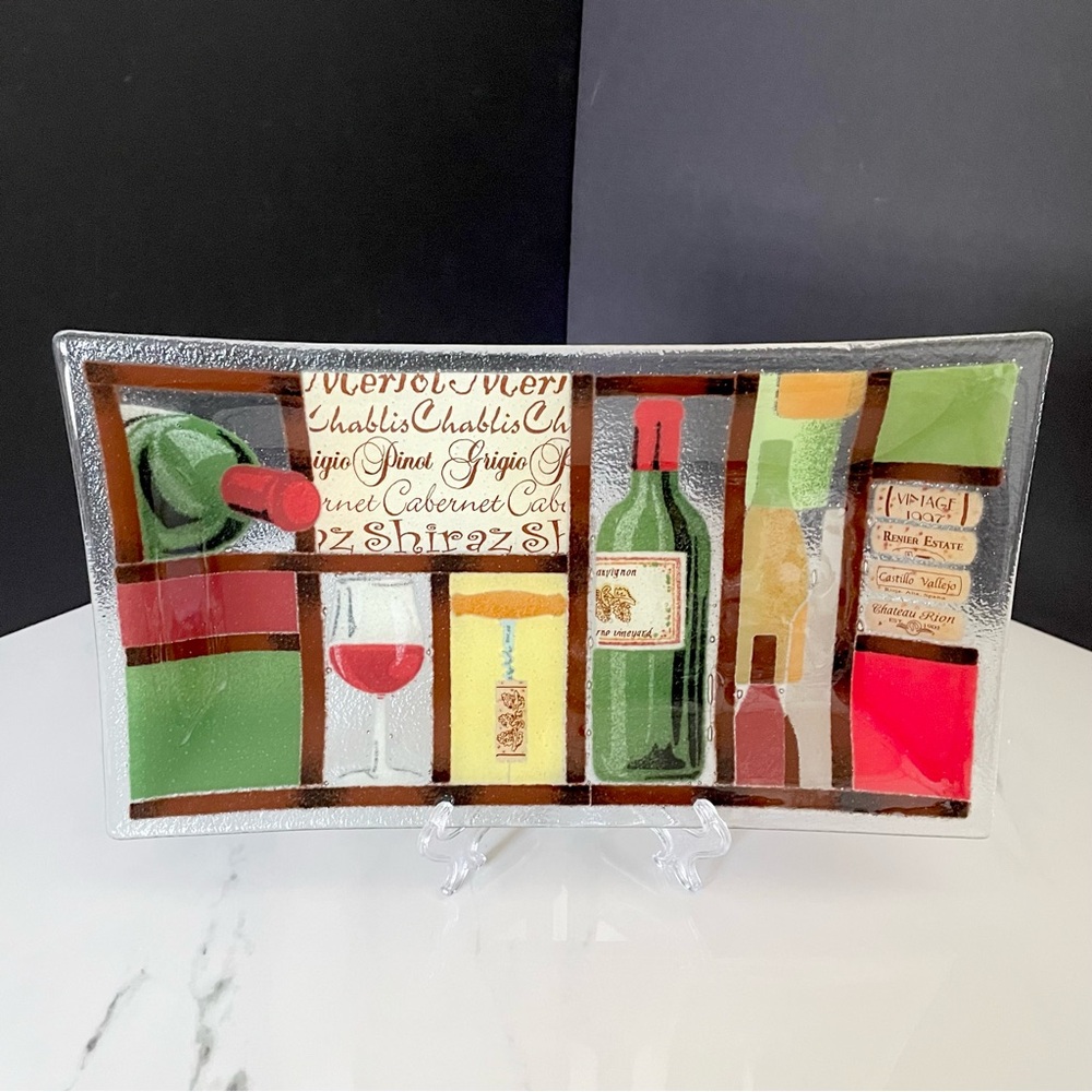 13.5" Wine & Corkscrew Platter by Peggy Karr